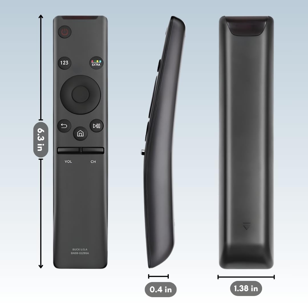BUCK U.S.A BN59-01295A next to original remote showing compatibility and replacement fit