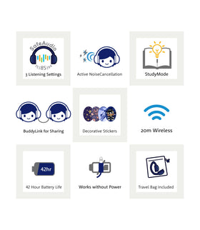 BuddyPhones CosmosFun shows 75dB toddler mode for safe listening
