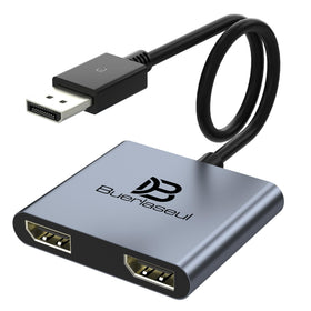 Buerlaseul DisplayPort Splitter enabling a dual-monitor workstation setup