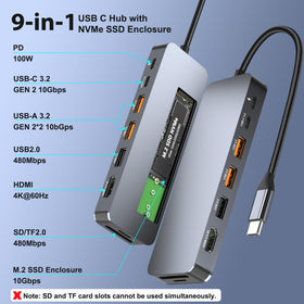 Buerlaseul 9-in-1 ports offering versatile connectivity for work, gaming, and travel.