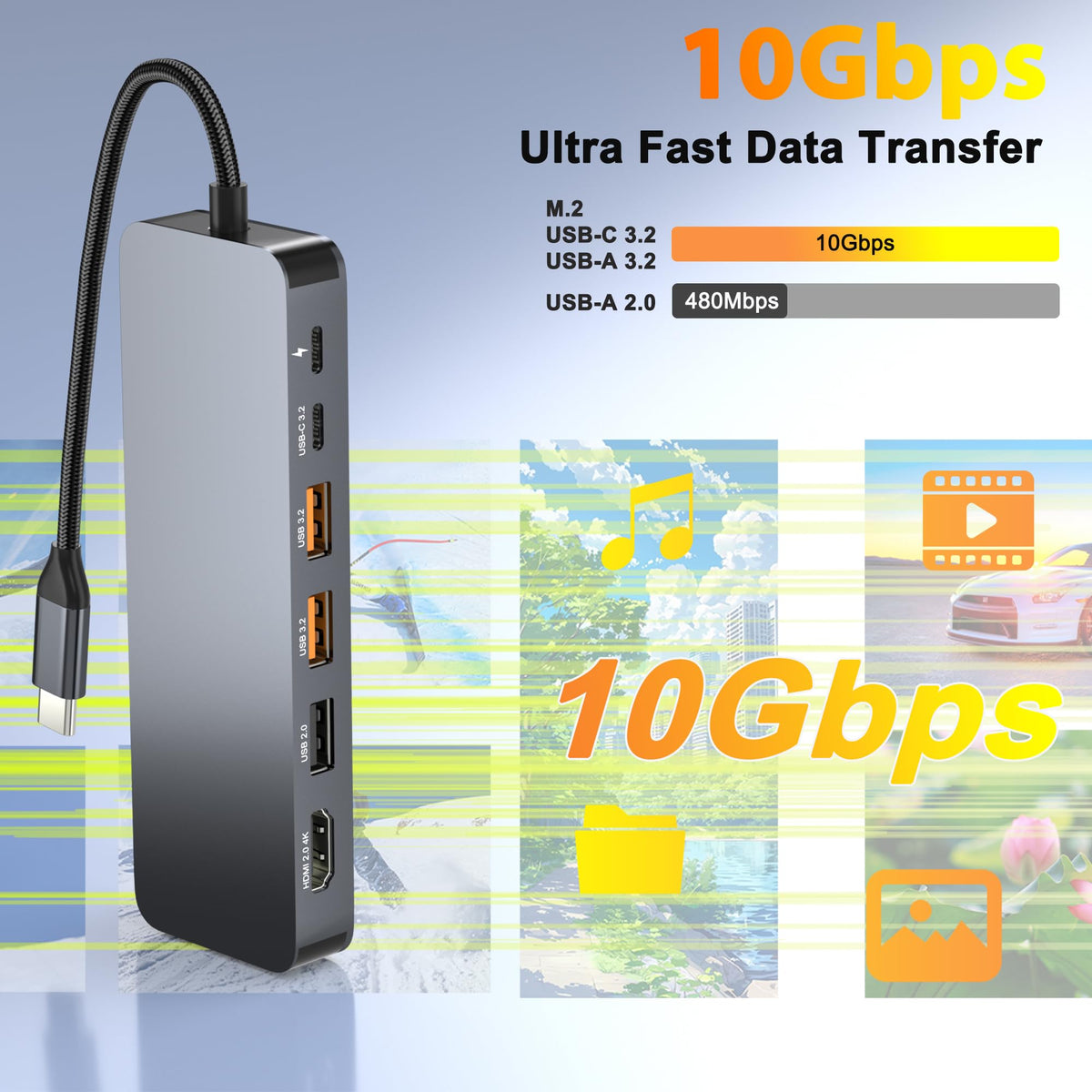 Buerlaseul USB-C Gen2 port enabling fast data transfers of large files.