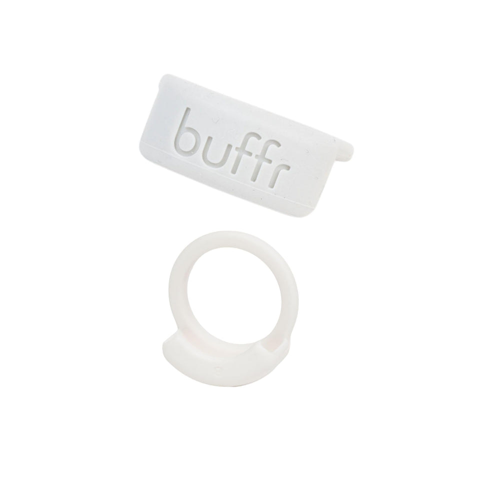 BUFFR front view of white ring protector size 10 showing fit and finish for protection