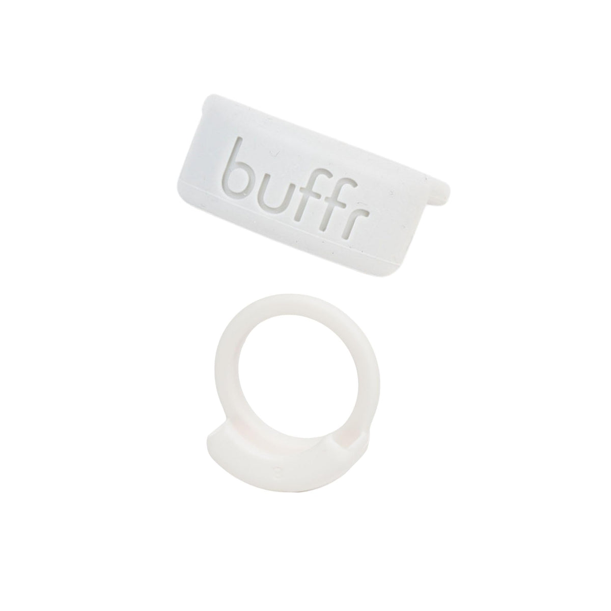 BUFFR front view white size 5 showing protective slim profile and brand