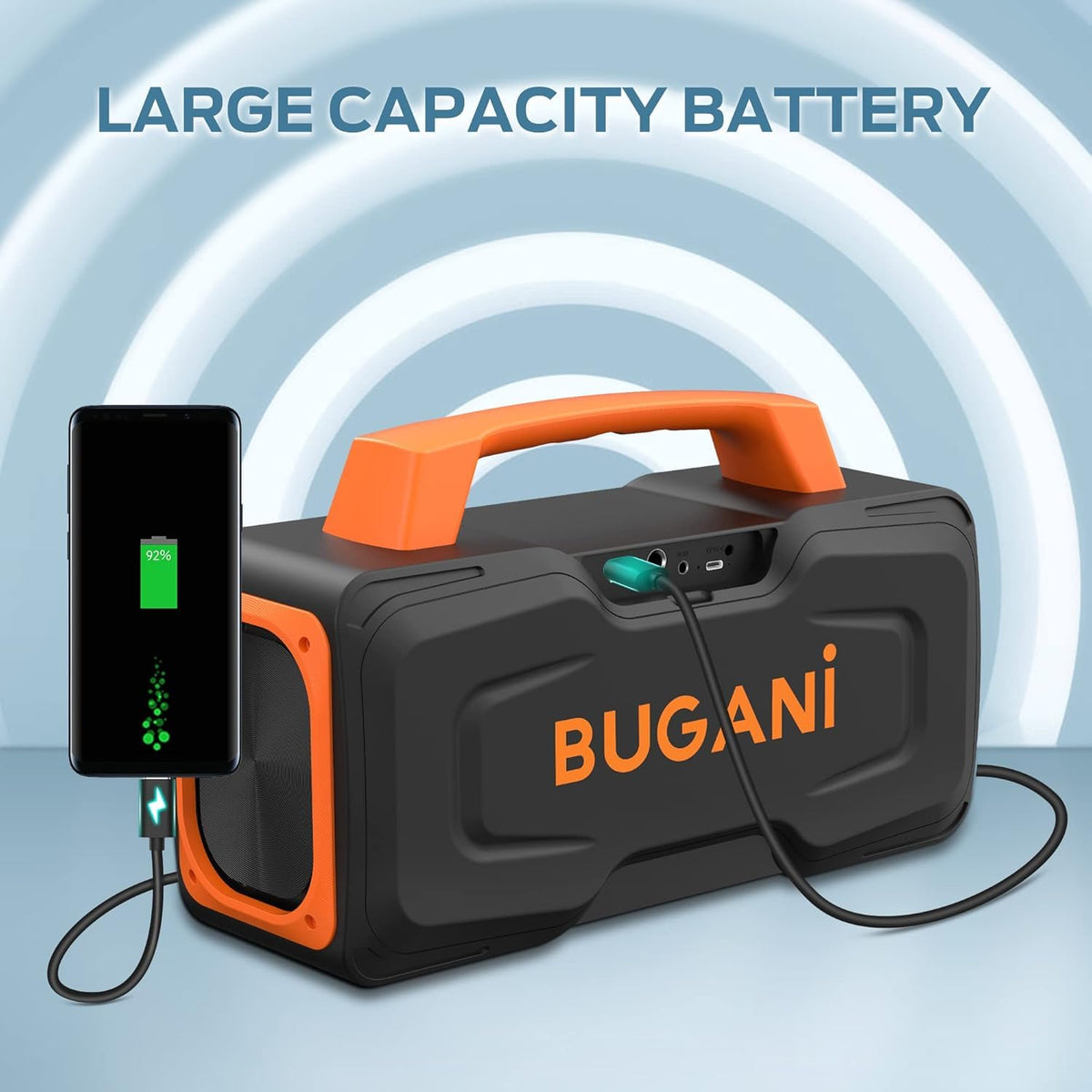 BUGANI 24-hour playtime battery supports all-day gatherings