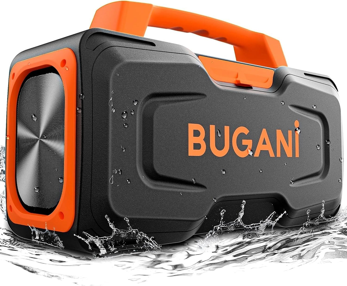 BUGANI 80W portable speaker front view for outdoor sound