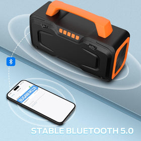 BUGANI rugged outdoor speaker at sunset for poolside party setups