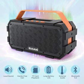 BUGANI rugged metal frame protects the speaker during outdoor trips.