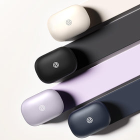 BUGANI earbuds beside smartphone showing compact size and easy portability