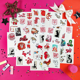 BulbaCraft Chinese zodiac stickers on a fridge, long-lasting color and shine.