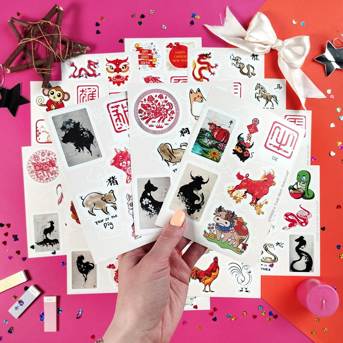 BulbaCraft zodiac stickers on a skateboard, bold designs that travel with you.