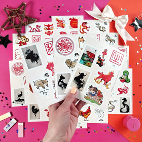 BulbaCraft zodiac stickers on a skateboard, bold designs that travel with you.