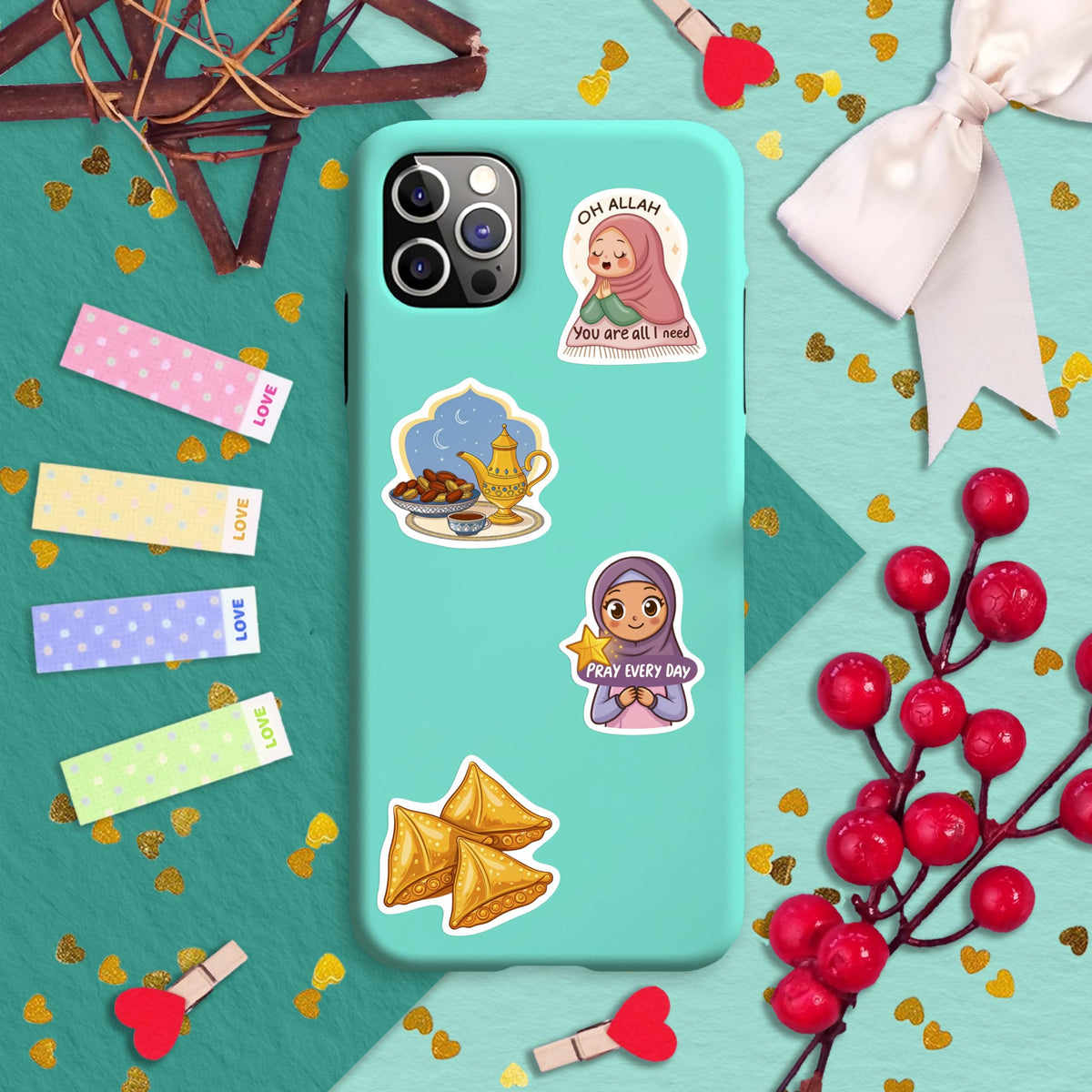 BulbaCraft Islamic stickers for planner enabling easy repositioning during application.