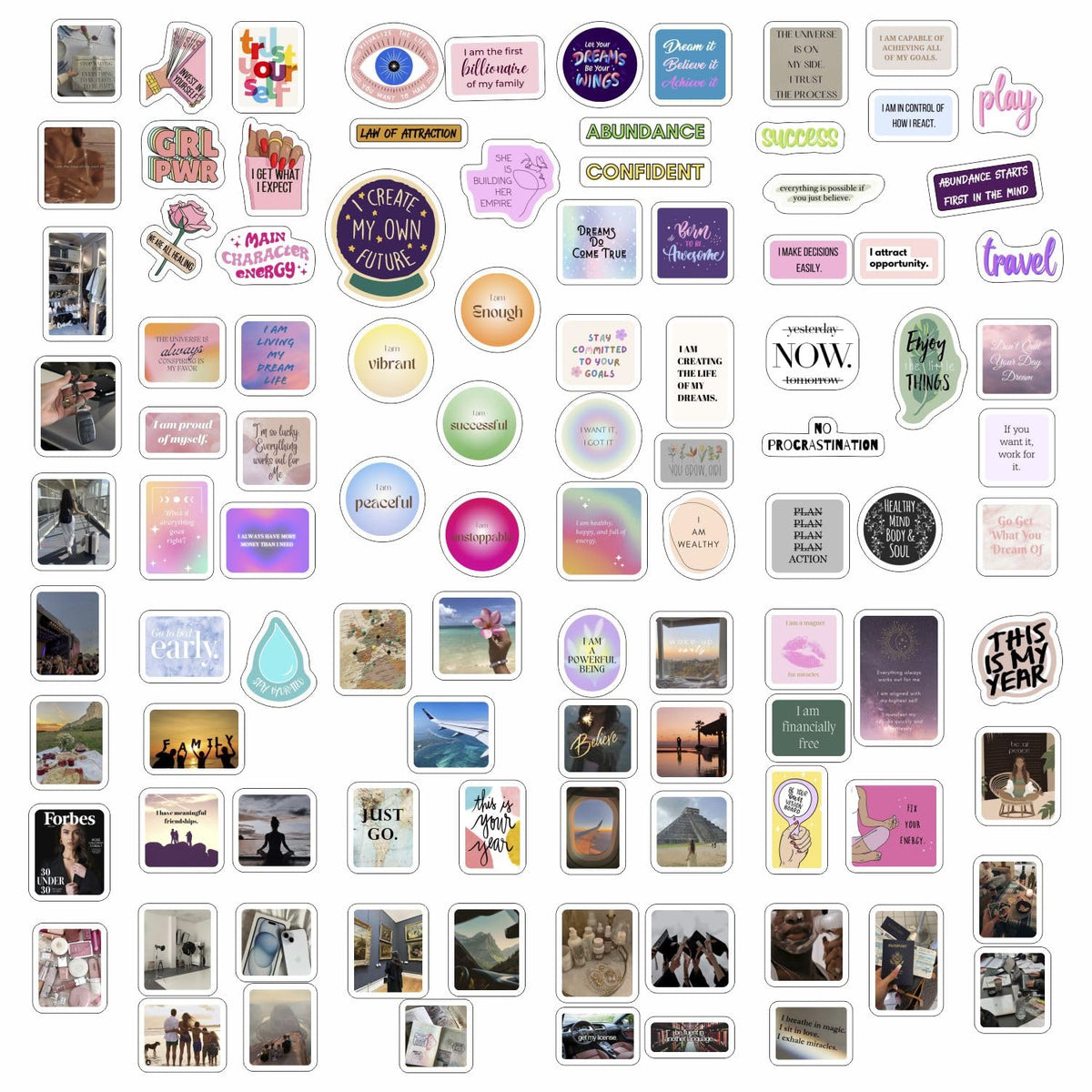 BulbaCraft waterproof vision board stickers endure bottles and outdoor gear.