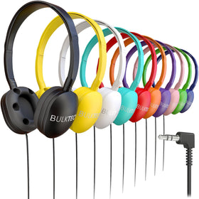 Bulktech bulk wired on-ear headphones with 3.5mm connector for universal device compatibility.