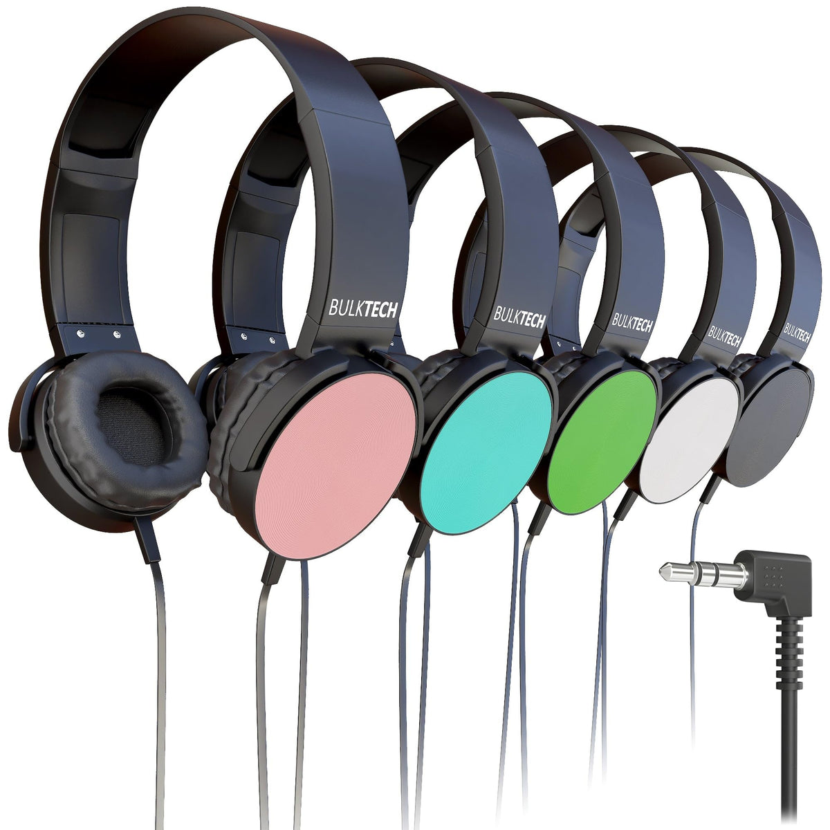 Bulktech bulk wired on-ear headphones with round metal housing deliver clear calls