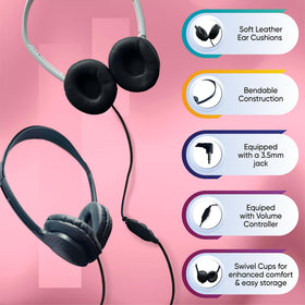 Bulktech headphones ideal for classrooms, libraries, and flights