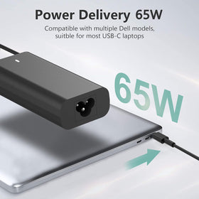 Bull-Tech 65W USB-C charger for Dell XPS 9360 powers your laptop quickly on the go.