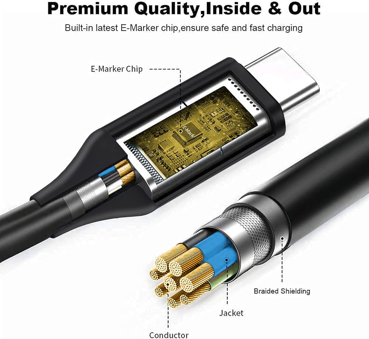 BULL-TECH adapter side profile with power cord and USB-C output for space-saving convenience