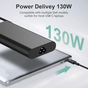 Bull-Tech 130W USB-C charger side view showing slim, portable design.