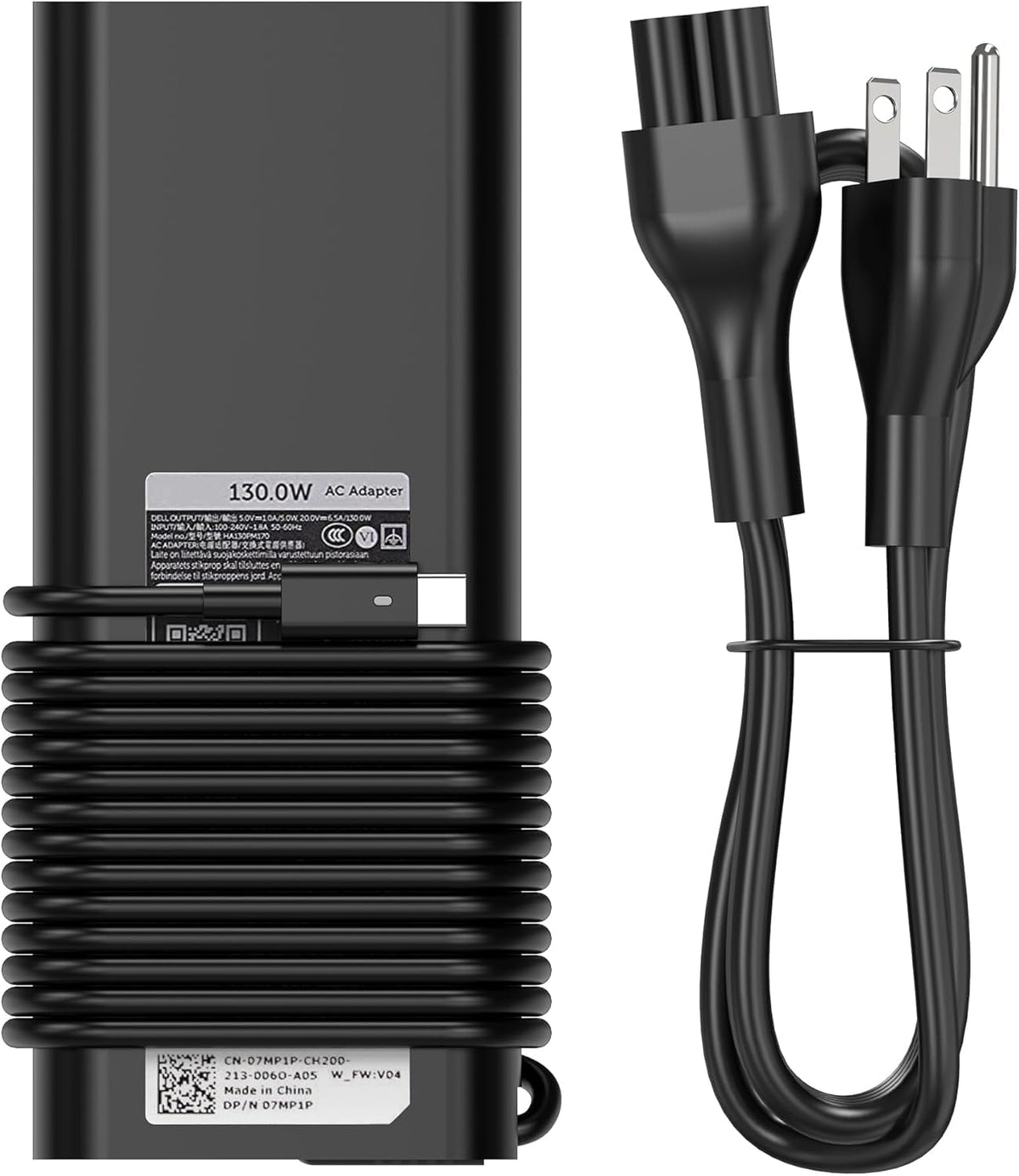 BULL-TECH front view of 130W adapter showing ports and label, reliable replacement