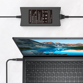 BULL-TECH label and specs photo showing 19.5V 6.7A rating for correct power match