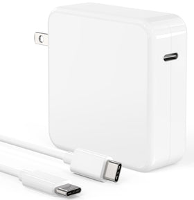 Bull-Tech 100W USB-C charger with foldable plug powering MacBook Pro and other devices.