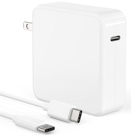 Bull-Tech 100W USB-C charger with foldable plug powering MacBook Pro and other devices.