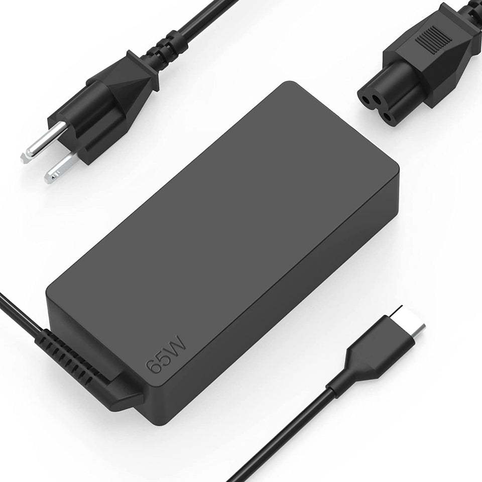 Bull-Tech USB-C laptop charger 65W front view shows compact travel-friendly design.
