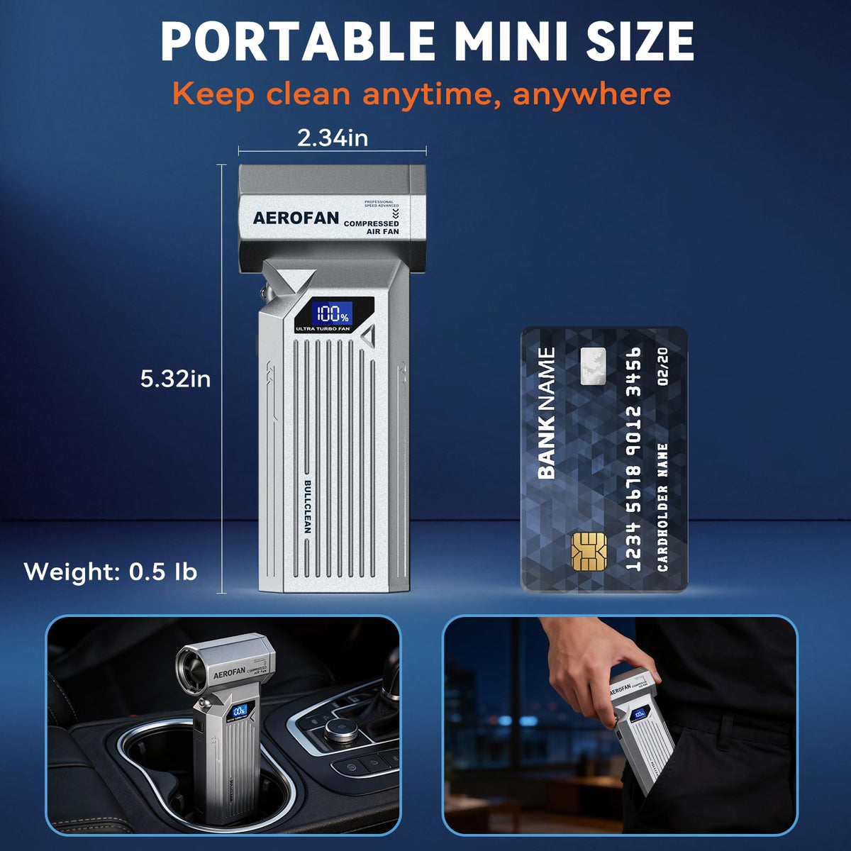 Bullclean compact, lightweight design enables one-handed use anywhere.