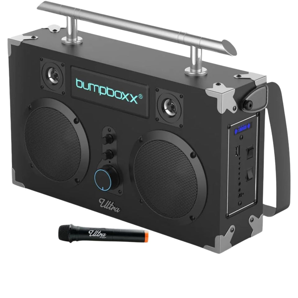 Bumpboxx Ultra Plus front view showing portable design for on-the-go parties.