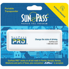 Bundled SunPass Pro transponder windshield mount enables hands-free toll payments on the go.
