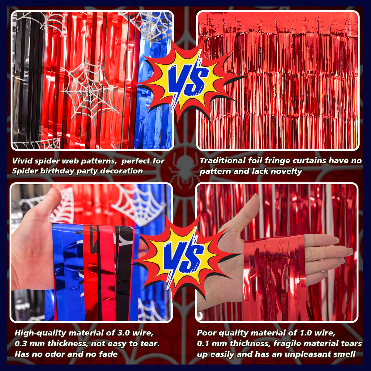 Bupelo spider web curtain dessert table accent enhances decor.