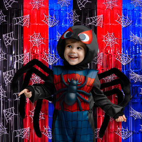 Bupelo spider web curtain streaming backdrop for broadcasts.