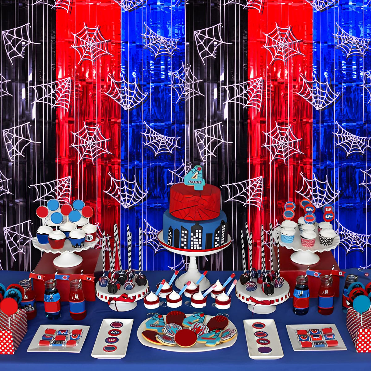 Bupelo spider web curtain photo booth backdrop for fun shots.