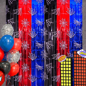 Bupelo spider web curtain vivid print boosts party atmosphere.