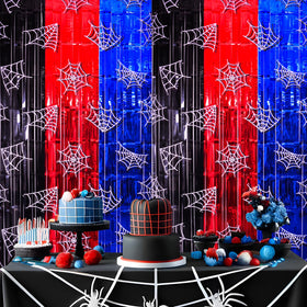 Bupelo spider web curtain blue variant adds room color.