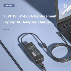 Burflo 90W HP-compatible charger powers notebooks reliably and quickly.
