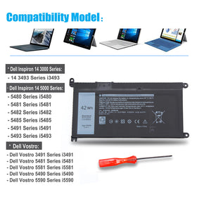 Burflo YRDD6 battery for Dell Inspiron 5584 with screwdriver included for quick install