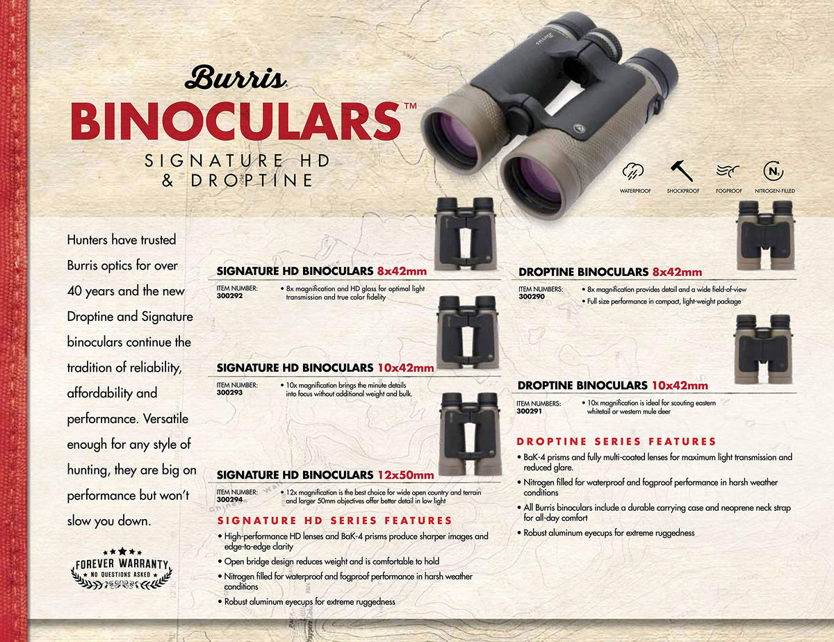 Burris Droptine 8x42 binoculars sand carrying case for secure transport