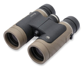 Burris Droptine 8x42 binoculars sand front view with case for field viewing