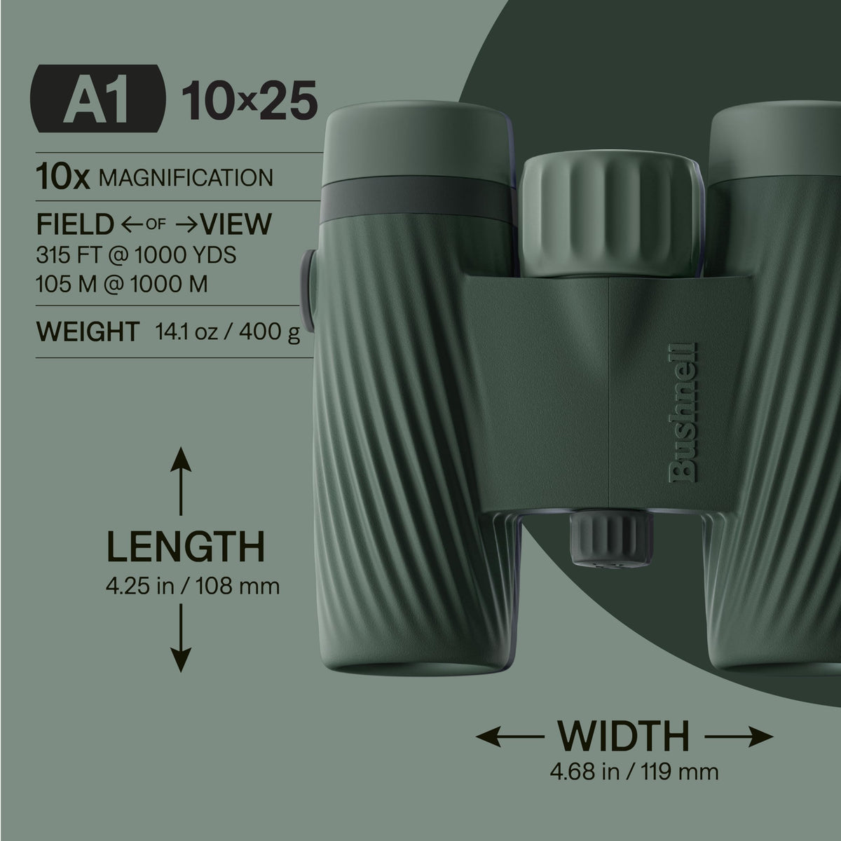 Bushnell A1 10x25 compact binoculars bright, crisp view for outdoor adventures