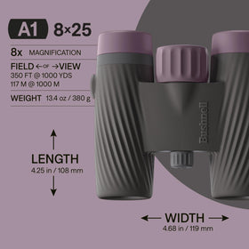 Bushnell A1 8x25 waterproof binoculars in rainy scene offering reliable viewing in wet conditions.