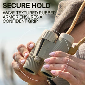 Bushnell A1 rubber-armour-grip offers a secure hold in wet conditions