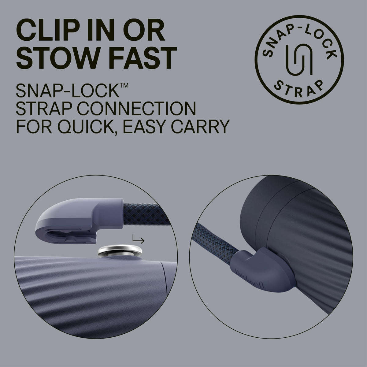 Bushnell A3 10x32 snap-lock strap enables quick, secure attachment on the move.