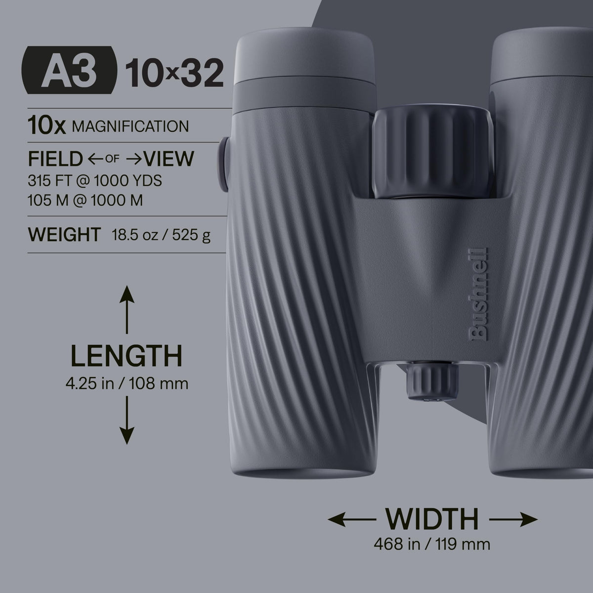 Bushnell A3 10x32 binoculars waterproof and fogproof for wet conditions.
