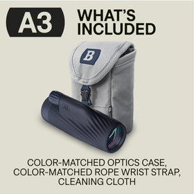 Bushnell A3 includes accessories and a protective case for travel.