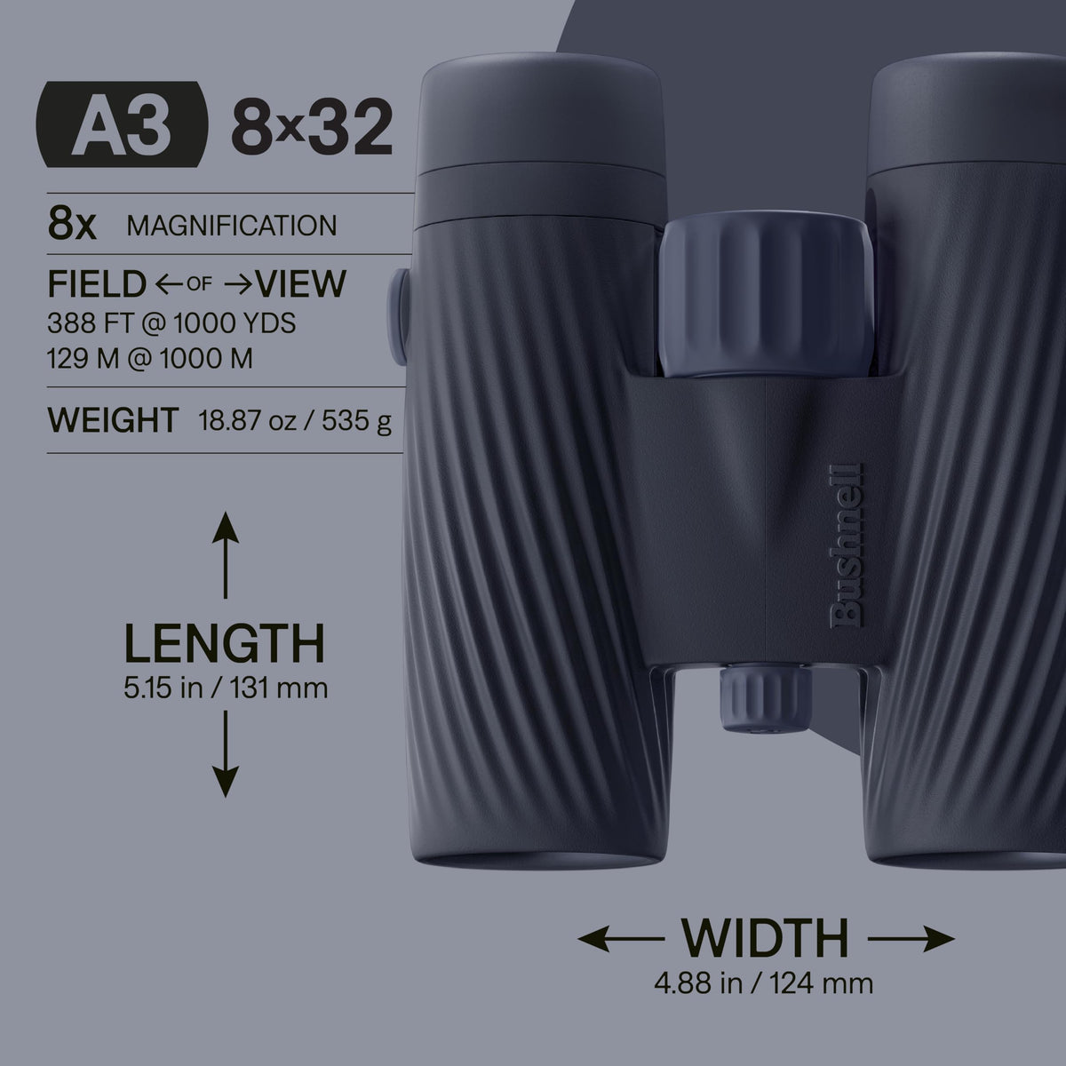 Bushnell A3 side grip highlights secure handling in wet conditions.