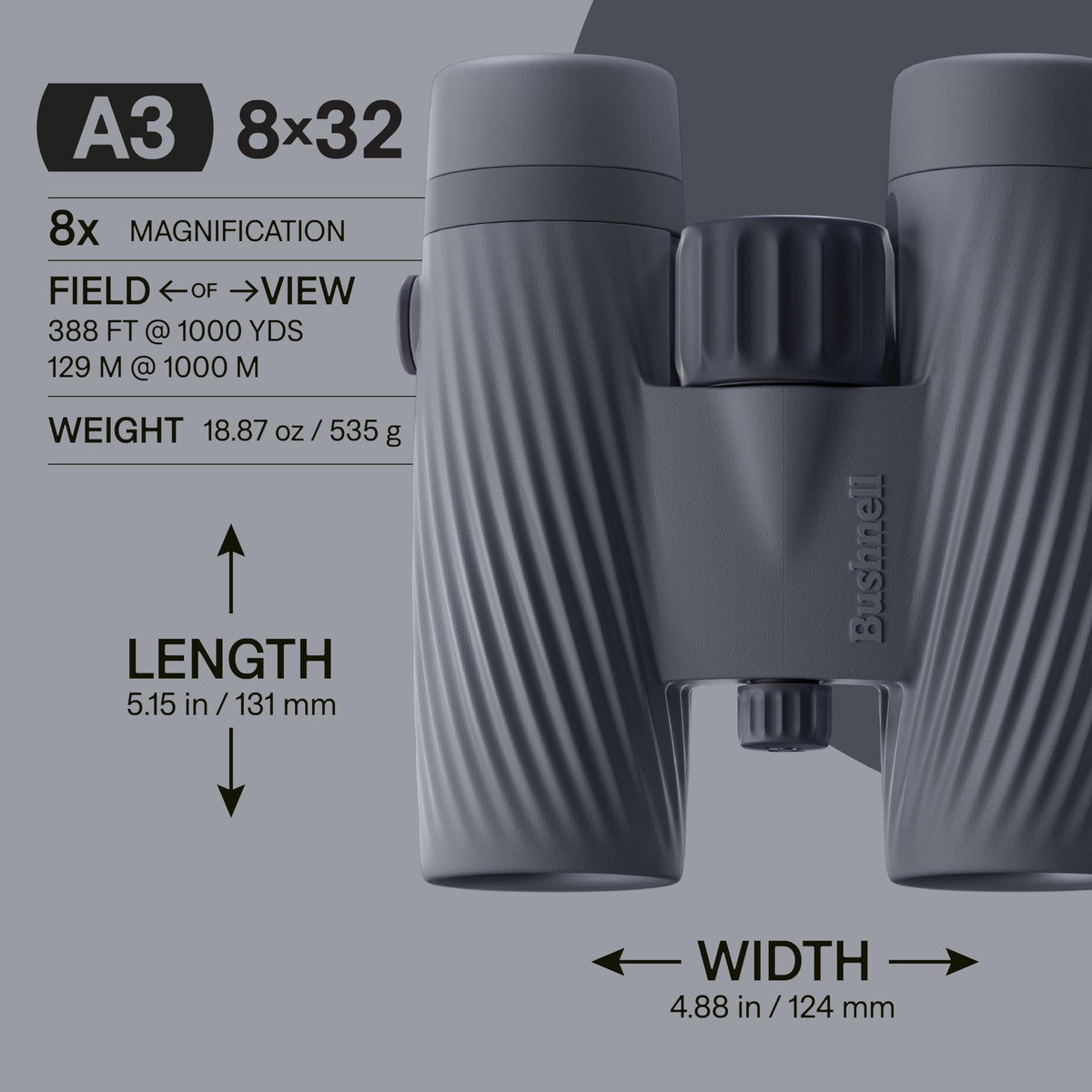Bushnell A3 with fully multi-coated lenses for bright, crisp views