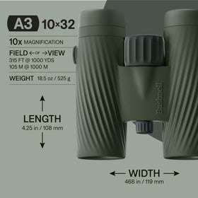 Bushnell A3 waterproof binoculars stay clear in wet conditions.