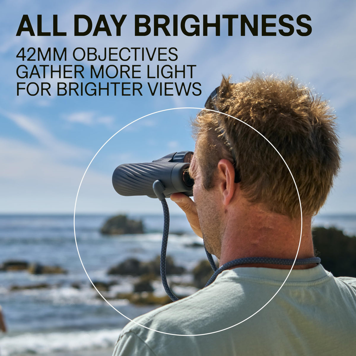 Bushnell A5 Snap-Lock strap demonstrates quick, secure carrying on trails.